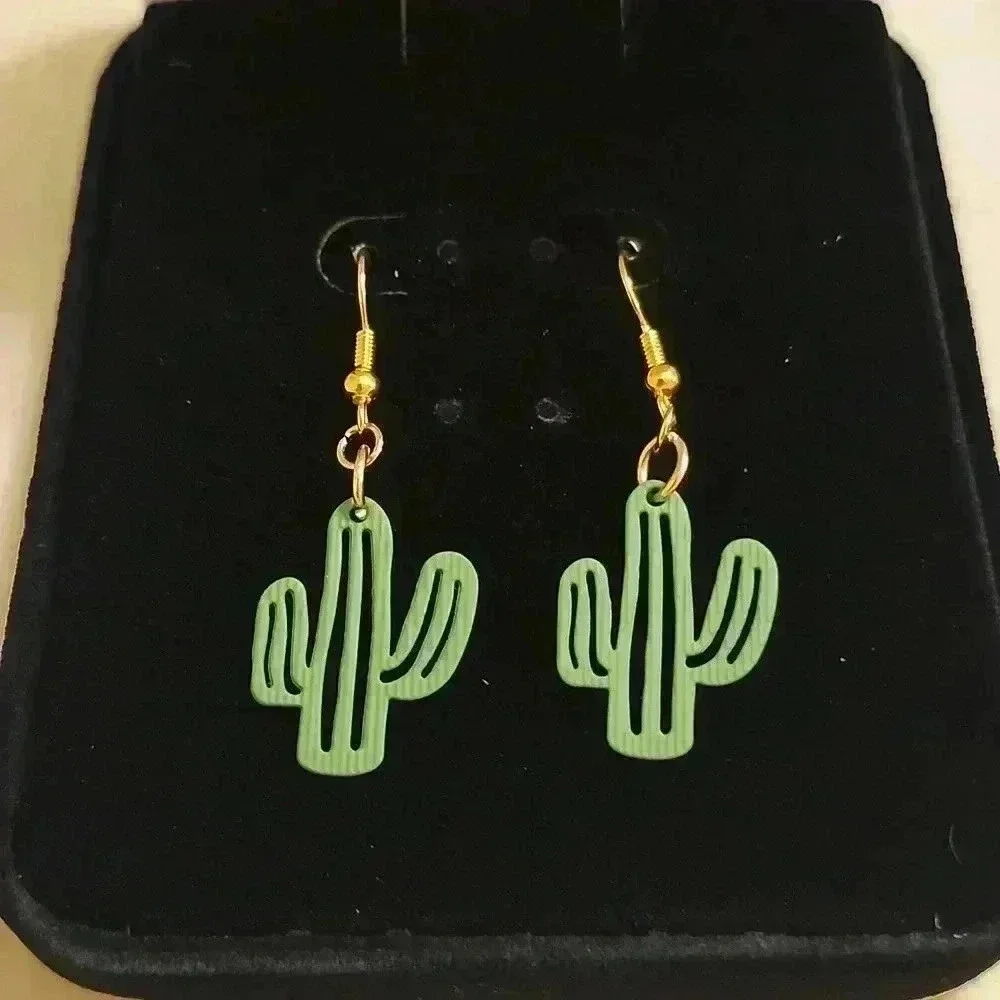 CACTUS 🌵 EARRINGS HANDMADE - Picture 1 of 2